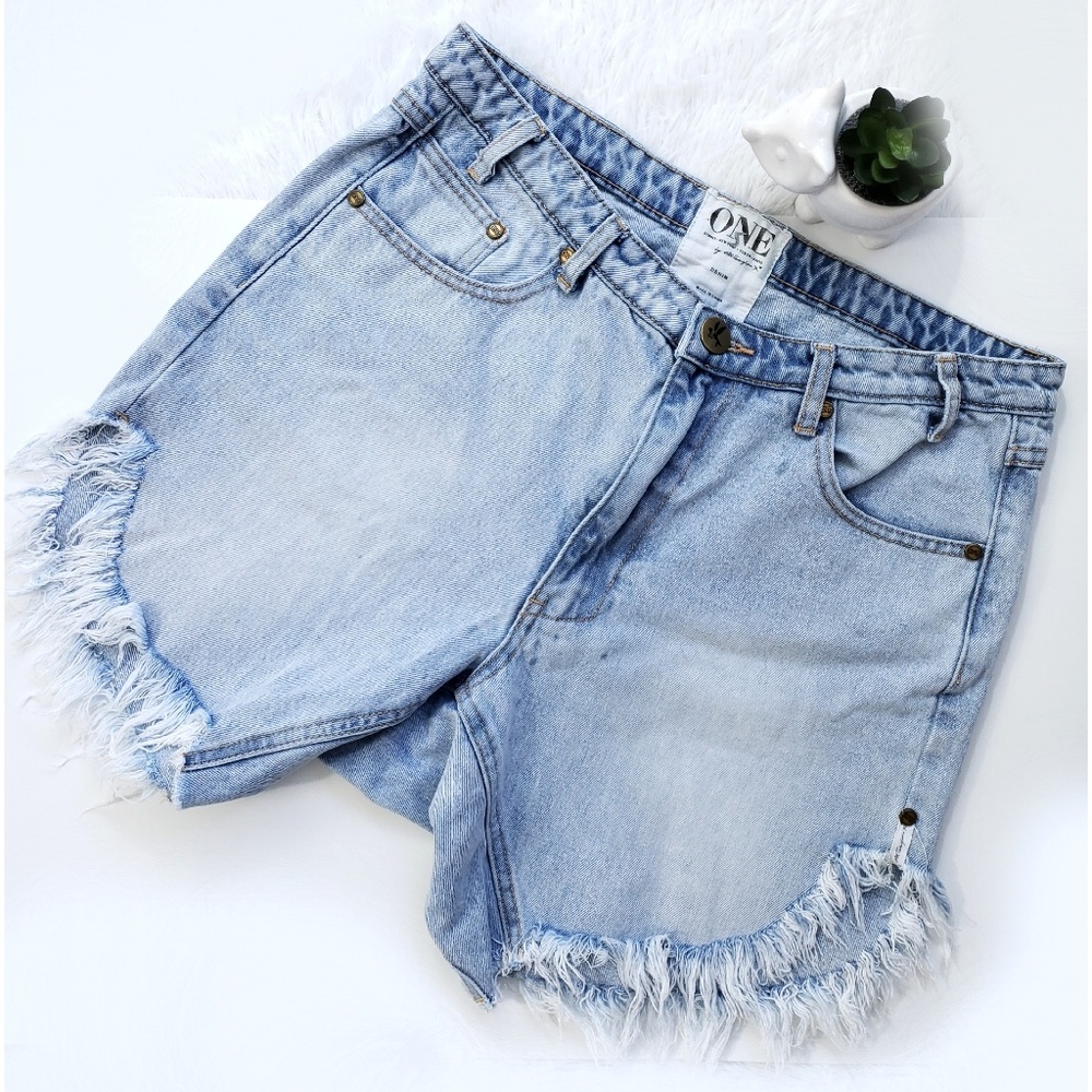 One Teaspoon Brando Frankies Frayed Denim Shorts